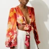 Ombre Floral Woven Crinkle Co-Ord Set