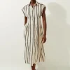 Organdie Mono Stripe Woven Belted Shirt Dress