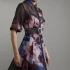 Organdie Printed Shirt Midaxi Dress
