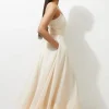 Organdie Split Woven Prom Strappy Maxi Dress