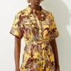 Paisley Viscose Linen Belted Woven Romper