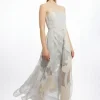 Petite Applique Organdie Bandeau Woven Maxi Dress