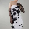Petite Bandeau Flower Applique Midi Dress