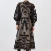 Petite Baroque Applique Woven Maxi Dress