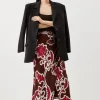 Petite Batik Viscose Satin Woven Maxi Skirt