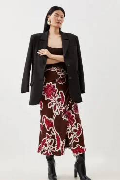 Petite Batik Viscose Satin Woven Maxi Skirt