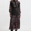 Petite Boho Floral Woven Maxi Dress With Lace Front Detail
