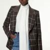 Petite Check Pu Mix Tailored Jacket
