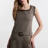 Petite Check Skirted Pleated Dress