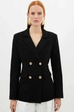 Petite Compact Essential Tailored Double Breasted Blazer