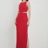 Petite Compact Stretch Contrast Panel Tailored Maxi Dress