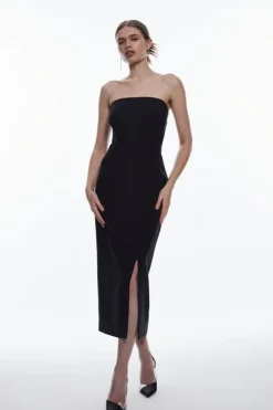 Petite Compact Stretch Corset Seamed Midi Dress