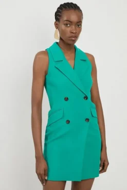 Petite Compact Stretch Halter Neck Mini Blazer Dress