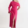 Petite Compact Stretch Open Neck Tailored Midi Dress