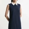 Petite Compact Stretch Tailored Collared Sleeveless Dress
