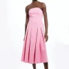 Petite Compact Stretch Tailored Midi Prom Dress