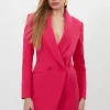 Petite Compact Stretch Tailored Blazer Wrap Mini Dress