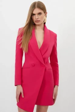 Petite Compact Stretch Tailored Blazer Wrap Mini Dress