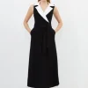 Petite Compact Stretch Viscose Tailored Midi Shirt Dress