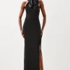 Petite Compact Viscose Corsage Halterneck Midaxi Dress