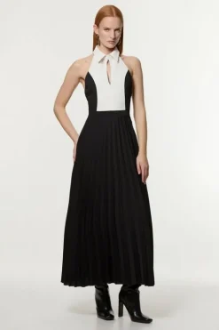 Petite Contrast Detail Full Skirt Tailored Maxi Dress