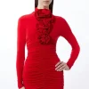 Petite Contrast Jersey Rosette Mini Dress