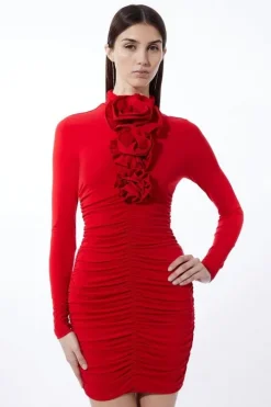 Petite Contrast Jersey Rosette Mini Dress