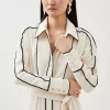 Petite Contrast Twill Woven Midaxi Dress
