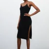 Petite Corded Knit Chain Detail Midi Dress