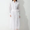 Petite Cotton Eyelet Long Sleeve Woven Maxi Dress