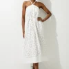 Petite Crafted Cotton Embroidery Woven Halter Midi Dress