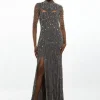 Petite Crystal Embellished Detachable Cape Maxi Dress