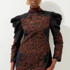Petite Cutwork Cotton Woven Drama Sleeve Dress