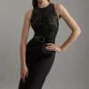 Petite Cutwork Pu Halter Neck Tailored Midi Dress