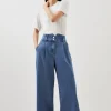 Petite Denim Indigo Wide Leg Pants