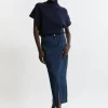 Petite Denim Woven Cargo Pocket Tailored Midi Skirt