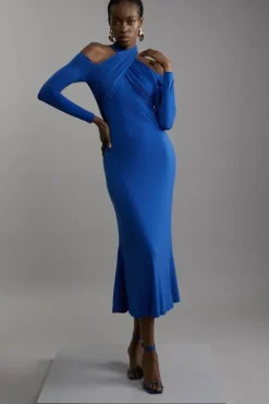 Petite Drapey Crepe Twist Midaxi Dress