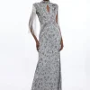 Petite Embellished Beaded Cap Sleeve Woven Maxi Dress