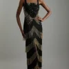 Petite Embellished Mirrored Fringe Strappy Maxi Dress