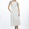 Petite Embellished Straps Full Skirted Tailored Midaxi Dress