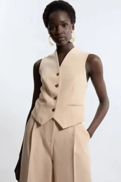 Petite Essential Tailored Button Through Vest