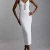 Petite Eyelet Detail Lace Up Ponte Jersey Midi Dress