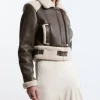 Petite Faux Fur Aviator Crop Jacket