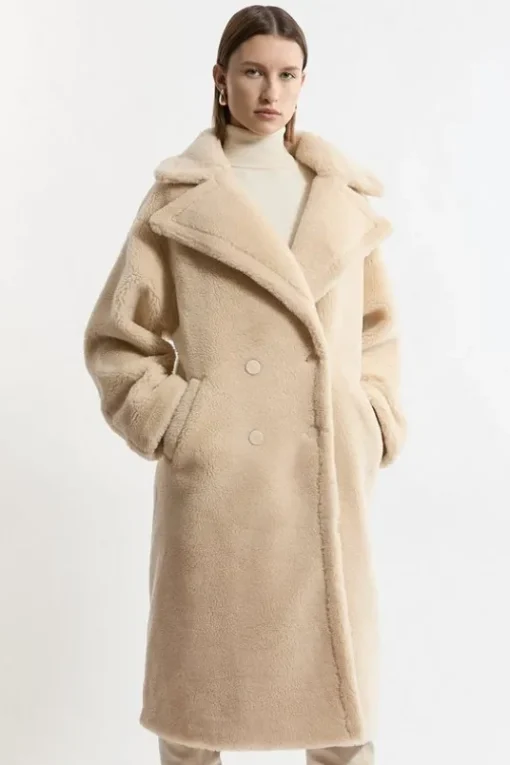 Petite Faux Fur Teddy Longline Coat