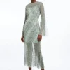 Petite Feather Crystal Embellished Maxi Dress