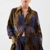 Petite Feather Devore Woven Shirt And Trouser Set