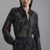 Petite Feather Devore Woven Shirt