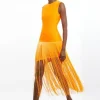 Petite Figure Form Bandage Tassel Asymmetric Dress