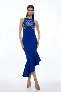 Petite Figure Form Bandage Embellished Knit Dress