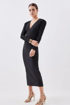 Petite Figure Form Bandage Knit Maxi Dress